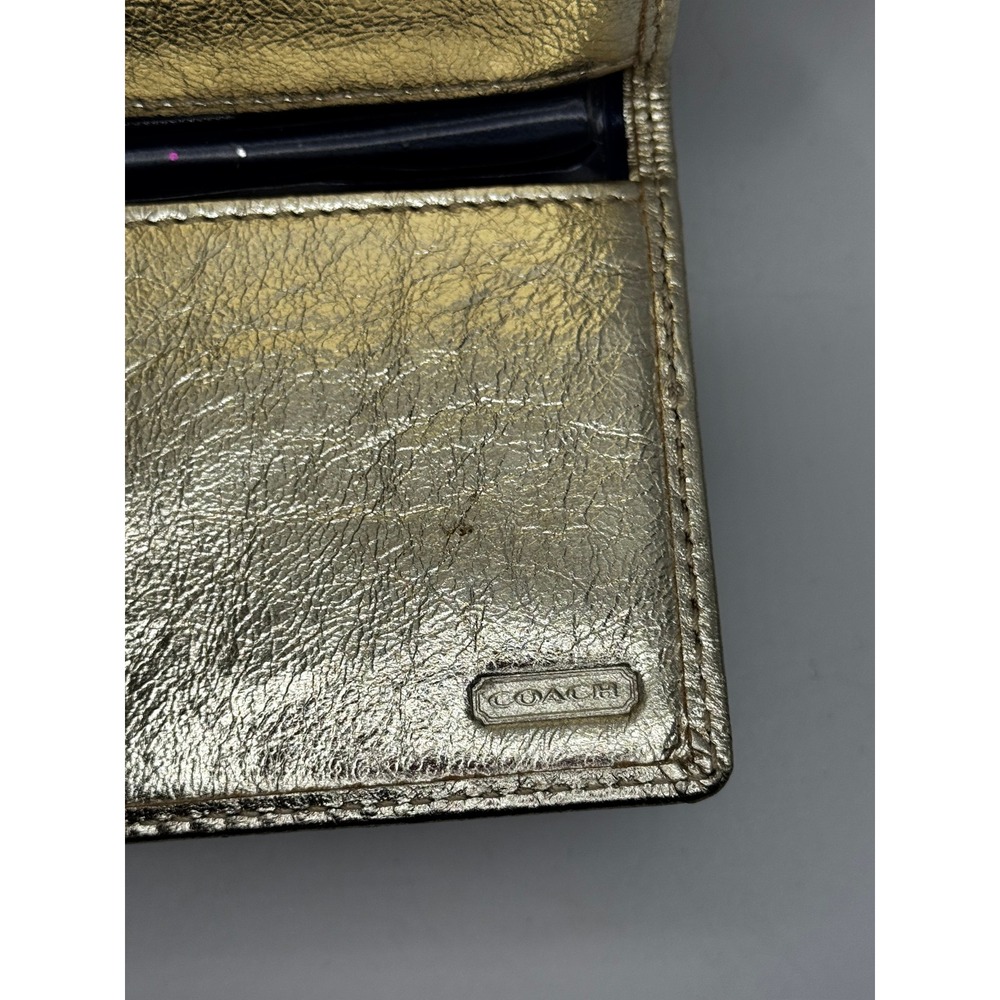 Coach Brown Signature Canvas & Gold Leather Slim Wallet Card Holder - Picture 5 of 9